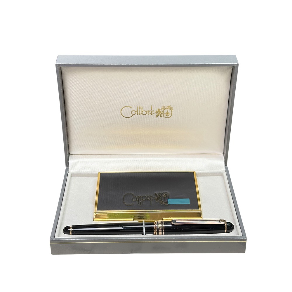 Vintage Colibri Fountain Pen Calculator Business Card Case Set in Box
